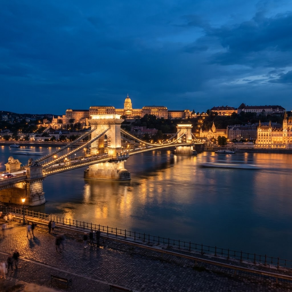 Lánchíd Budapesten éjszaka